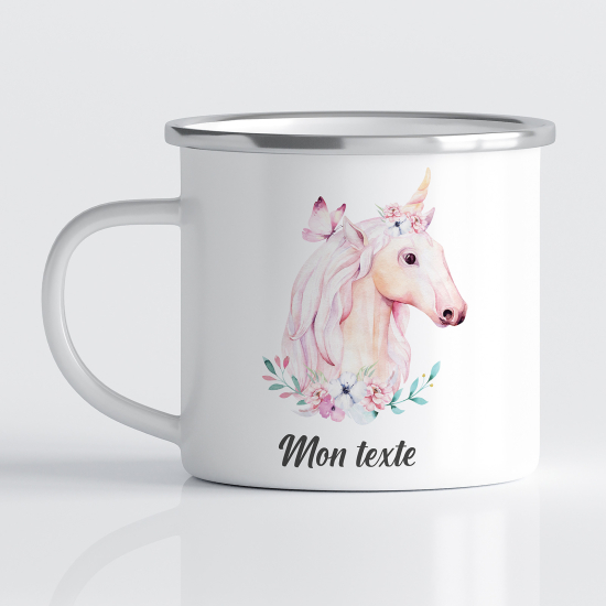 Tasse - Mug Émaillé Enfants - Licorne Papillon