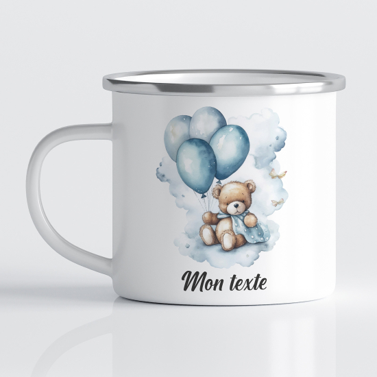 Tasse - Mug Émaillé Enfants - Ourson Ballons