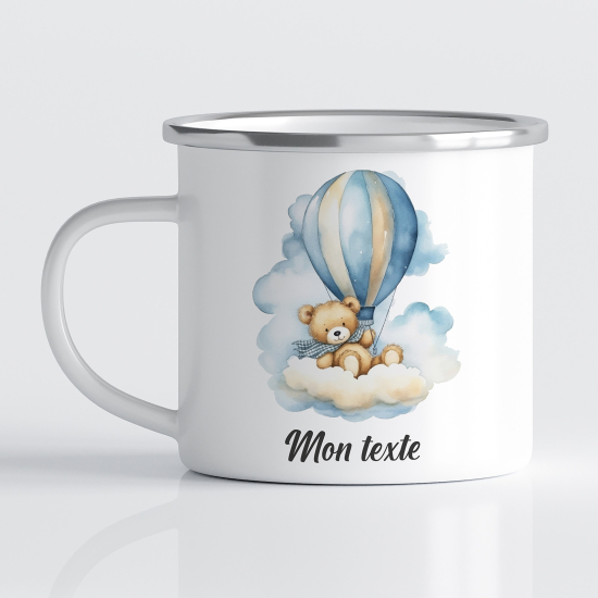 Tasse - Mug Émaillé Enfants - Ourson Montgolfière