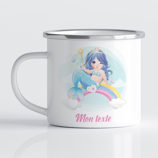 Tasse - Mug Émaillé Enfants - Sirène Arc-en-ciel