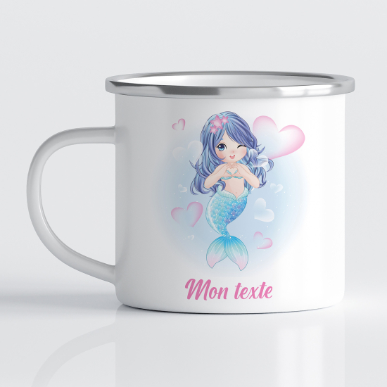 Tasse - Mug Émaillé Enfants - Sirène Cœur