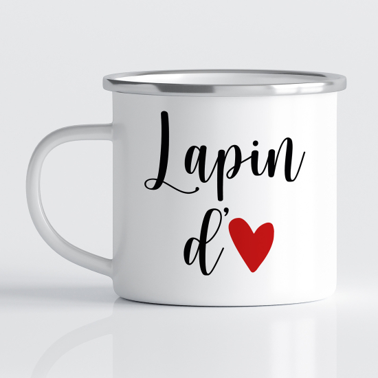 Tasse - Mug Émaillé - Lapin d'amour