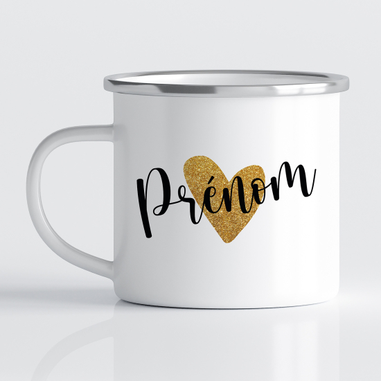 Tasse - Mug Émaillé - Prénom Cœur