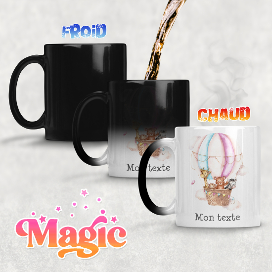 Tasse - Mug Magique - Animaux Montgolfière