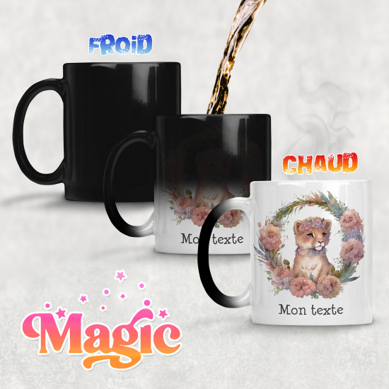 Tasse - Mug Magique - Chat fleurs