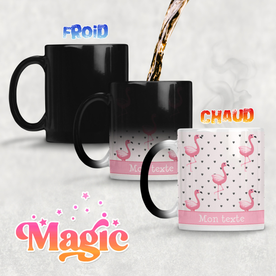 Tasse - Mug Magique - Flamants Roses Cœurs