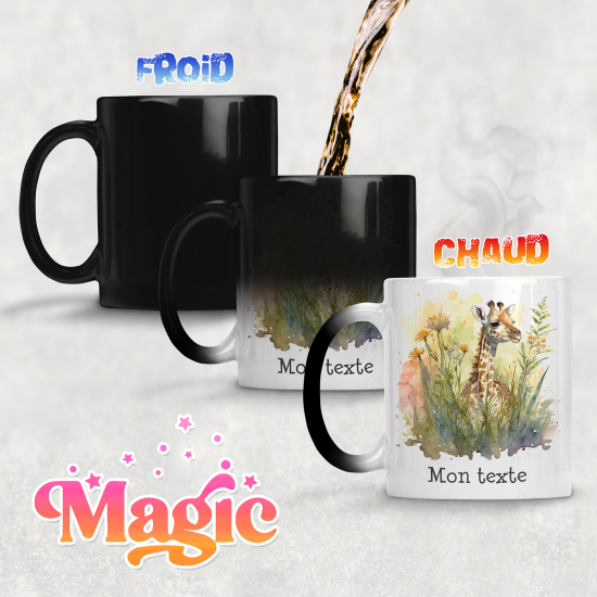 Tasse - Mug Magique - Girafe fleurs