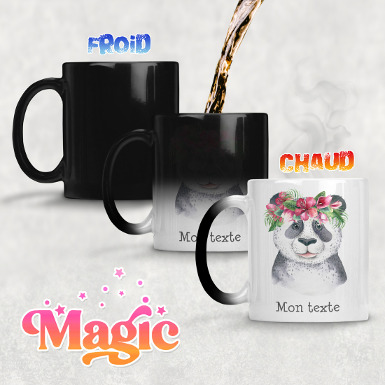 Tasse - Mug Magique - Panda fleurs