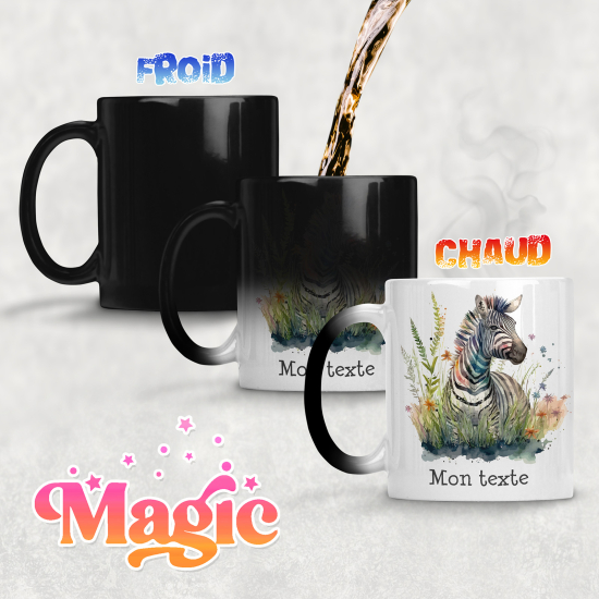 Tasse - Mug Magique - Zèbre fleurs