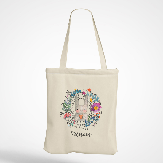 Tote Bag - Lapin fleuris