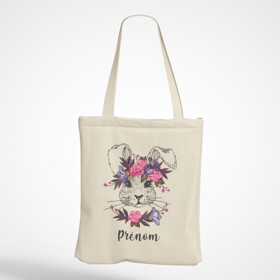 Tote Bag - Lapin fleuris