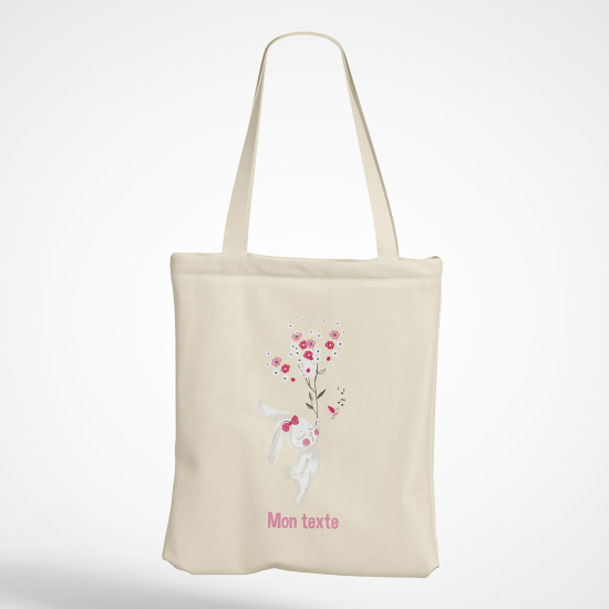 Tote Bag - Lapin fleurs