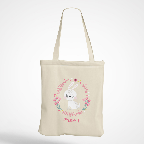 Tote Bag - Lapin fleurs