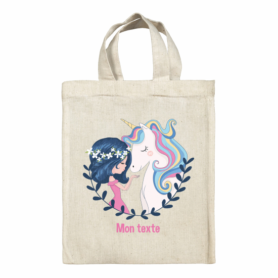 Tote bag personnalisé - Fille et licorne