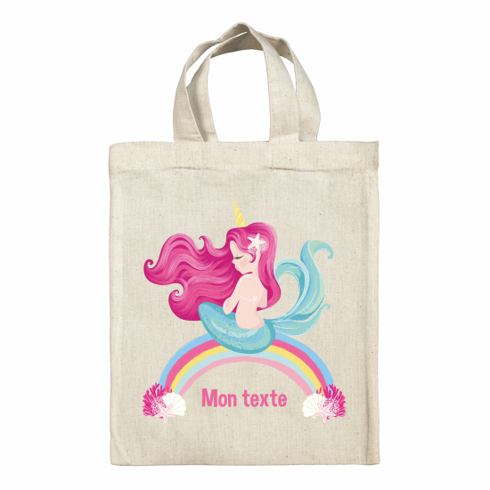 Tote bag personnalisé - Sirène arc-en-ciel