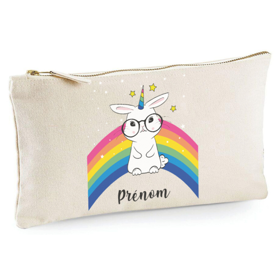 Trousse - Lapin licorne arc-en-ciel