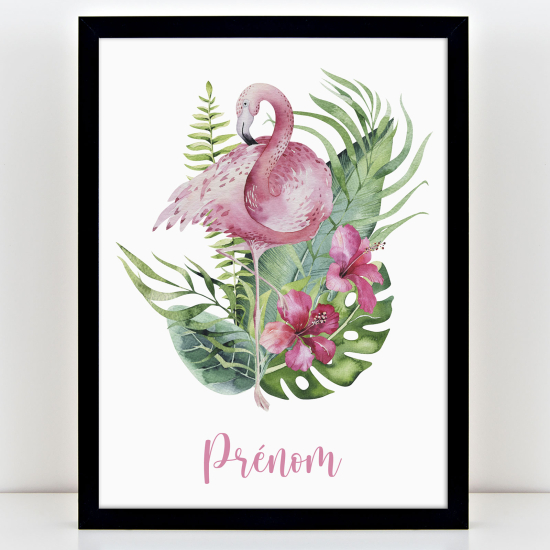 Affiche / Poster Prénom Enfants - Flamant rose