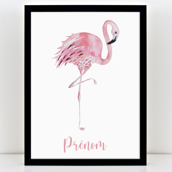 Affiche / Poster Prénom Enfants - Flamant rose