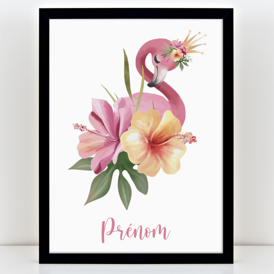 Affiche / Poster Prénom Enfants - Flamant rose