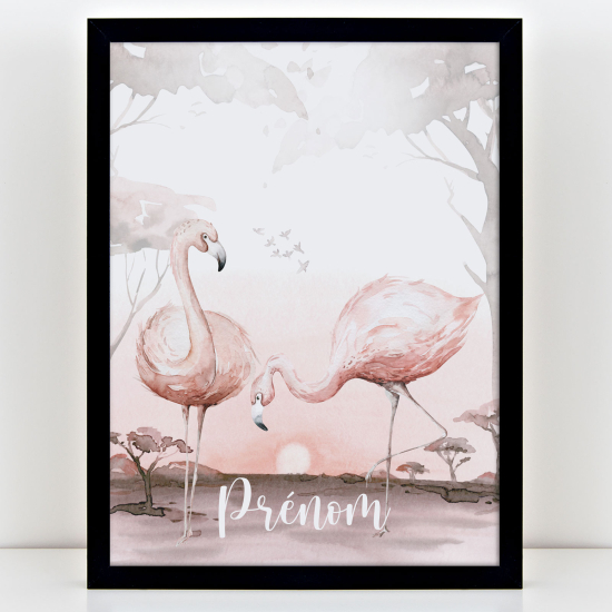 Affiche / Poster Prénom Enfants - Flamants roses