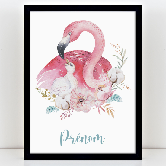 Affiche / Poster Prénom Enfants - Flamants roses