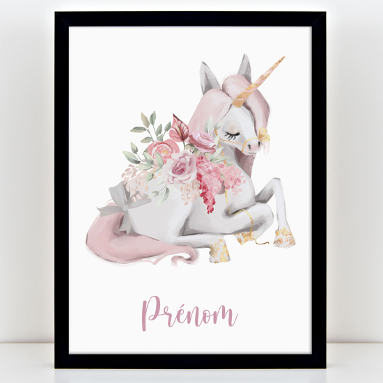 Affiche / Poster Prénom Enfants - Licorne