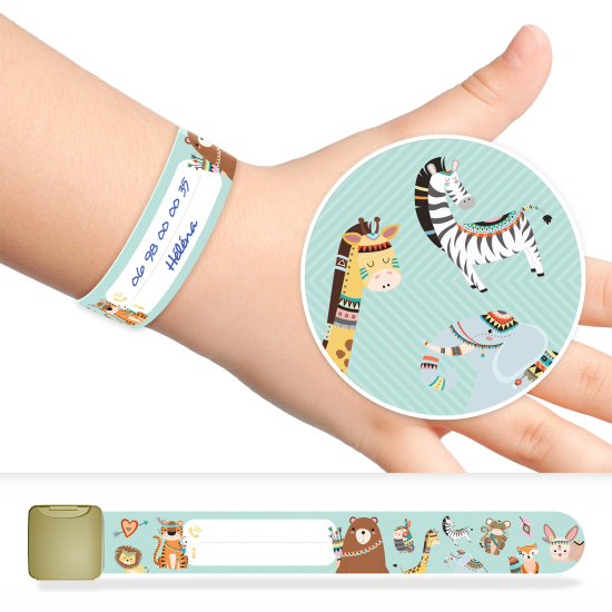 Bracelet d'identification enfant animaux indiens