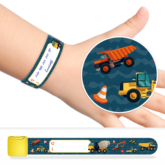 Bracelet d'identification enfant camions travaux