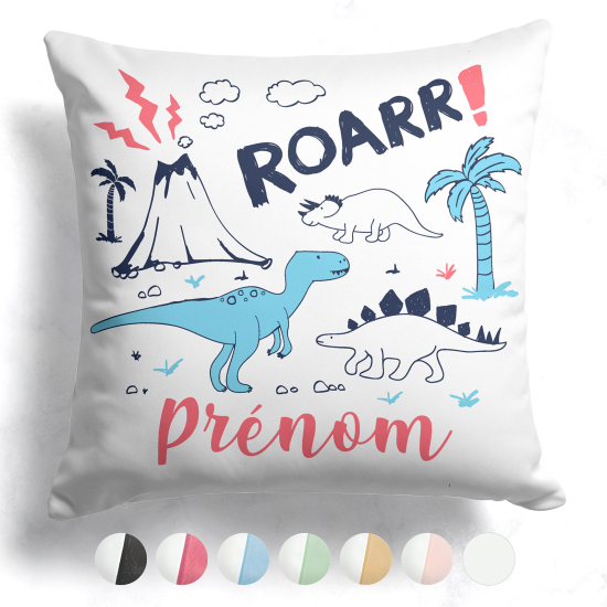 Coussin bicolore personnalisé - Dinosaures