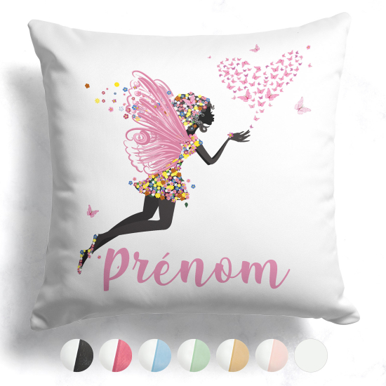 Coussin bicolore personnalisé - Fée coeurs