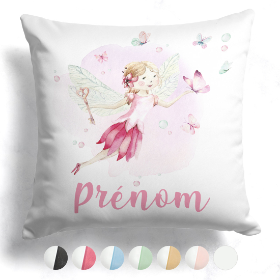 Coussin bicolore personnalisé - Fée papillons