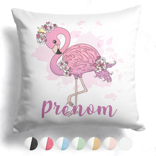 Coussin bicolore personnalisé - Flamant rose