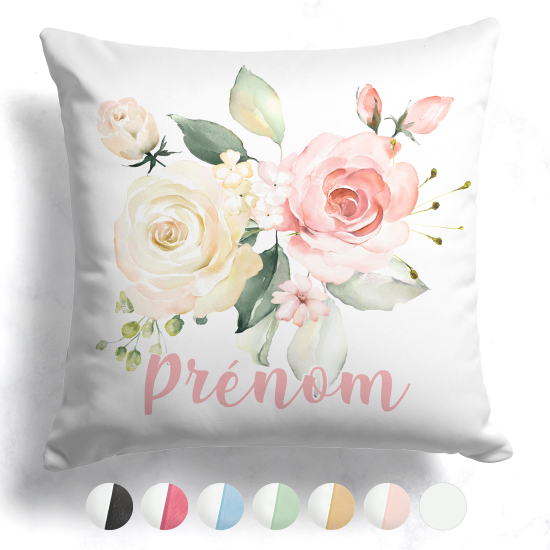 Coussin bicolore personnalisé - Fleurs