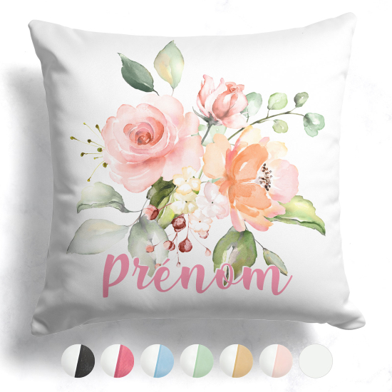 Coussin bicolore personnalisé - Fleurs