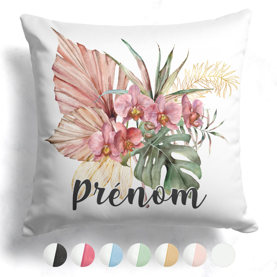 Coussin bicolore personnalisé - Fleurs