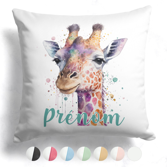 Coussin bicolore personnalisé - Girafe