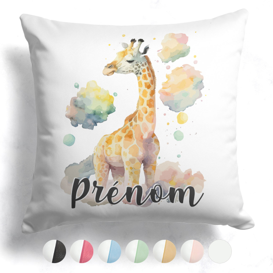 Coussin bicolore personnalisé - Girafe