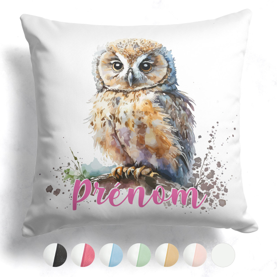 Coussin bicolore personnalisé - Hibou