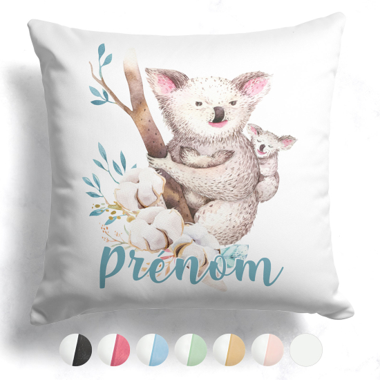 Coussin bicolore personnalisé - Koalas