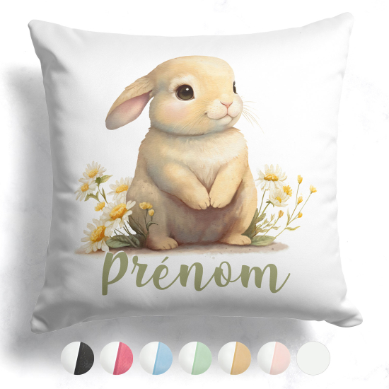 Coussin bicolore personnalisé - Lapin