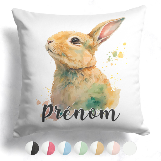 Coussin bicolore personnalisé - Lapin