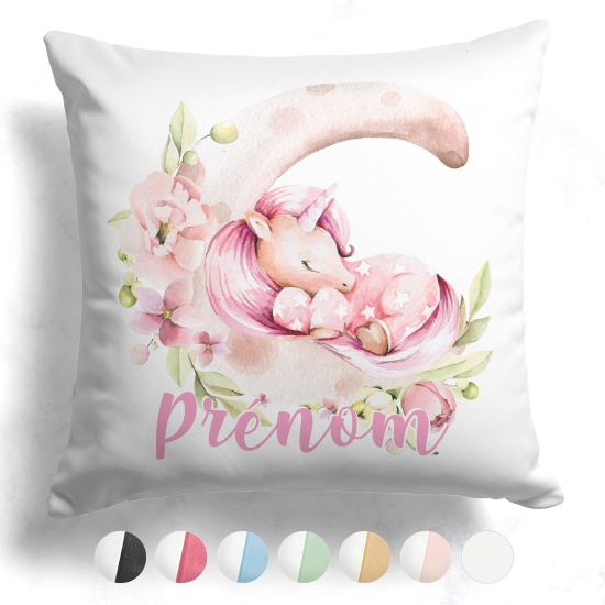 Coussin bicolore personnalisé - Licorne