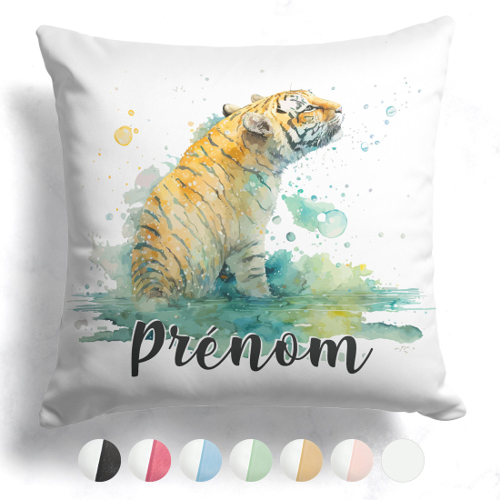 Coussin bicolore personnalisé - Lion dans l'eau