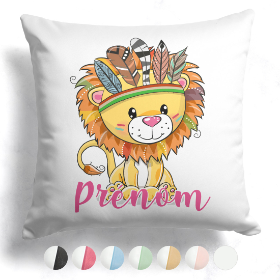 Coussin bicolore personnalisé - Lion indien