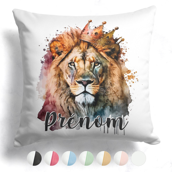 Coussin bicolore personnalisé - Lion roi