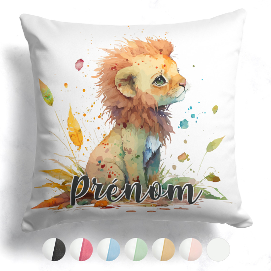 Coussin bicolore personnalisé - Lionceau