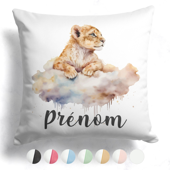 Coussin bicolore personnalisé - Lionceau nuages