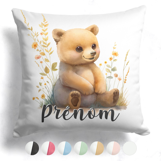 Coussin bicolore personnalisé - Ourson