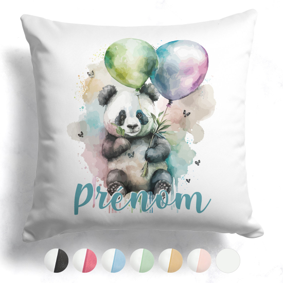 Coussin bicolore personnalisé - Panda ballons