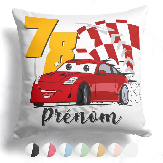 Coussin bicolore personnalisé - Voiture de course